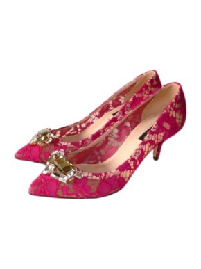 Dolce & Gabbana embellished pink lace Bellucci pumps