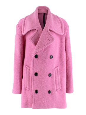 Burberry Double-Breasted Pink Wool Coat