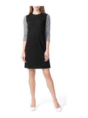 Escada Sport Black Dress W/ Houndstooth Sleeves