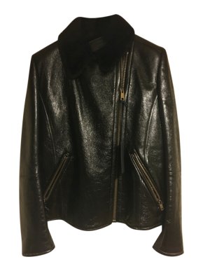 Prada Biker Sheepskin Lined Leather Jacket