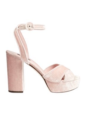 Dolce & Gabbana Pink Velvet Platform Sandals