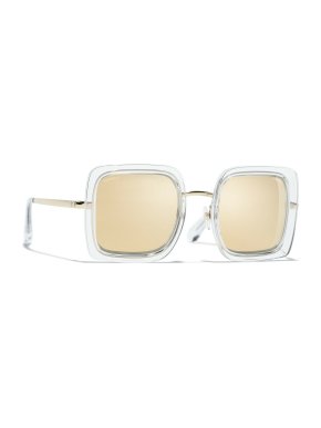 CHANEL 24K Gold Mirror Square Sunglasses