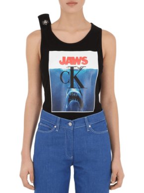 Calvin Klein 205W39NYC Jaws-print ribbed stretch-cotton tank top