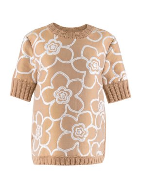 Marni Beige Knit Jumper with Floral Front