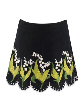 Andrew GN Embroidered Scalloped Mini Skirt