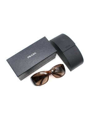 Prada Brown Tortoiseshell Sunglasses with Metal Detail