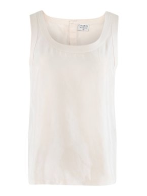 Chanel Boutique Cream Sleeveless Silk Blend Top