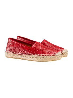 Gucci Red Monogram Leather Espadrilles
