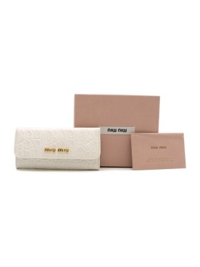 Miu Miu White Leather Key Holder Wristlet Case