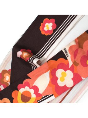 Fendi Printed Peach and Pink Twilly