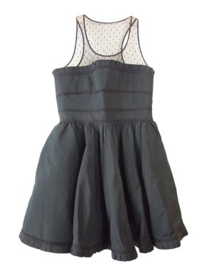 Red Valentino black mesh top fit and flare dress