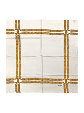 Chanel ivory & Gold silk scarf - current season