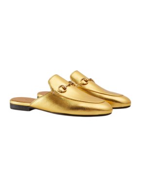 Gucci princetown metallic leather slippers