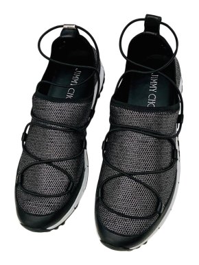 Jimmy Choo Andrea metallic silver/black mesh slip on trainers