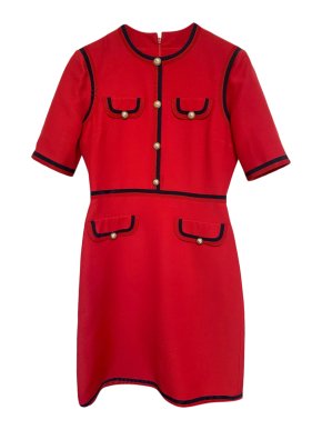 Gucci Red Wool Blend Dress with Faux Pearl Button