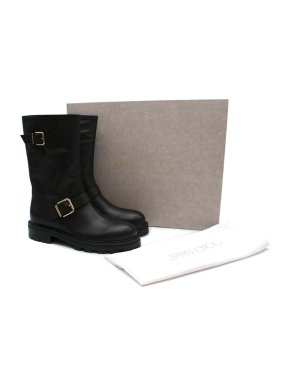 Jimmy Choo Biker II Boots in Soft Black Leather