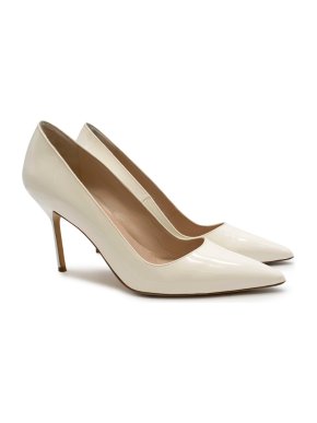 Manolo Blahnik Patent Leather Cream Pointed Toe Pumps