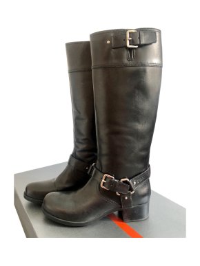 Prada Nebraska Black Leather Knee Boots