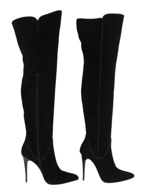 Fabri black suede over the knee heel boots