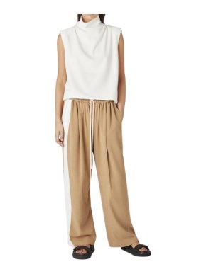 C&M Camilla and Marc Benito Blocked Pant in Tan and White