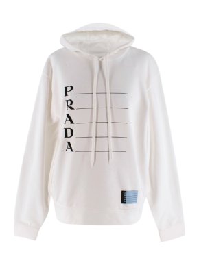 Prada White Graphic Printed Hoodie