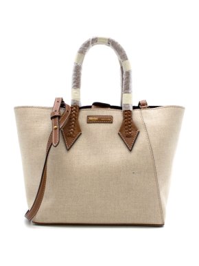 Metier Perriand Medium Natural Linen with Cognac Bag