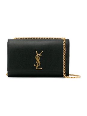 Saint Laurent Black Medium Kate Bag in Grain De Poudre