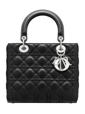 Dior Black Matte Cannage Leather Medium Lady Dior Bag