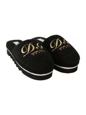 Dolce & Gabbana Black Velvet Slippers