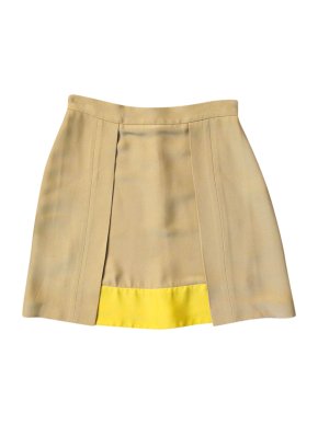 Prada Camel Silk Blend Yellow Panelled Mini Skirt