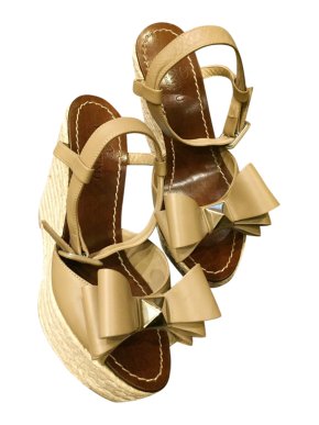 Valentino coffee leather  wedge sandals