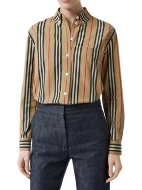 Burberry striped cotton button down shirt