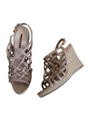 Prada nude wedge sandals