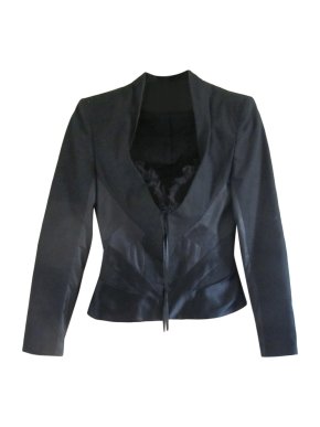 Alexander McQueen Black Satin Fitted Jacket