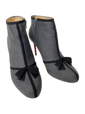 Christian Louboutin Grey Bow Detail Ankle Boots