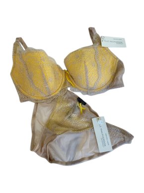 Elle Macpherson Intimates Nude/Yellow Lace Lingerie Set