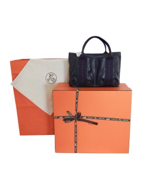 Hermes Indigo Swift Leather Horizontal Caravane PM