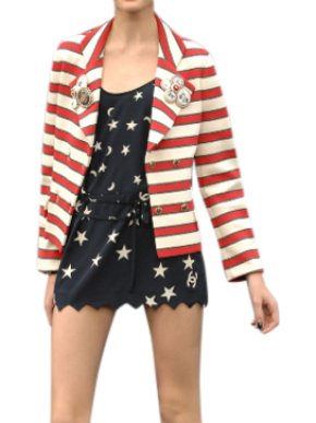 Chanel Red & White Striped Runway Jacket