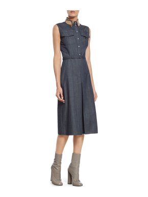 Gucci Denim Dress with Python Collar