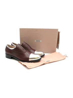 MIU MIU Burgundy Brogues with Metallic toe