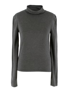 The Row Grey Silk Turtleneck Sweater
