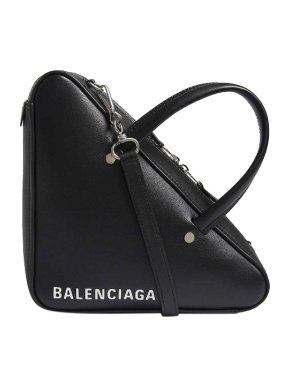 Balenciaga Triangle Duffle black leather tote