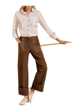 Me+EM Cargo Wide Leg Transformer Trouser in Mud Brown