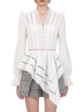 Self Portrait Cotton Poplin Asymmetric Top