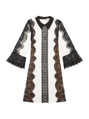 Self Portrait Ivory Lace Trim Mini Dress