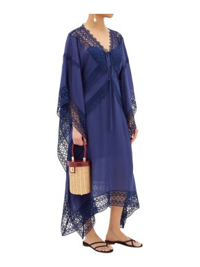 Self Portrait Lace-trimmed voile kaftan