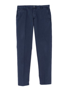 Kiton Blue Cotton Blend Trousers
