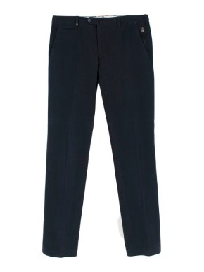 Corneliani Navy Corduroy Straight Leg Trousers