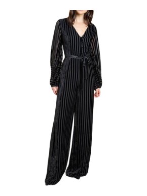 Beulah Aaloka striped devore-velvet jumpsuit