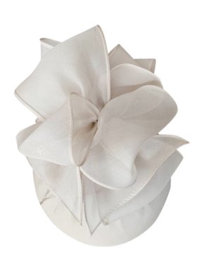 Rachel Trevor-Morgan Ecru Bow Detail Pill Box Hat